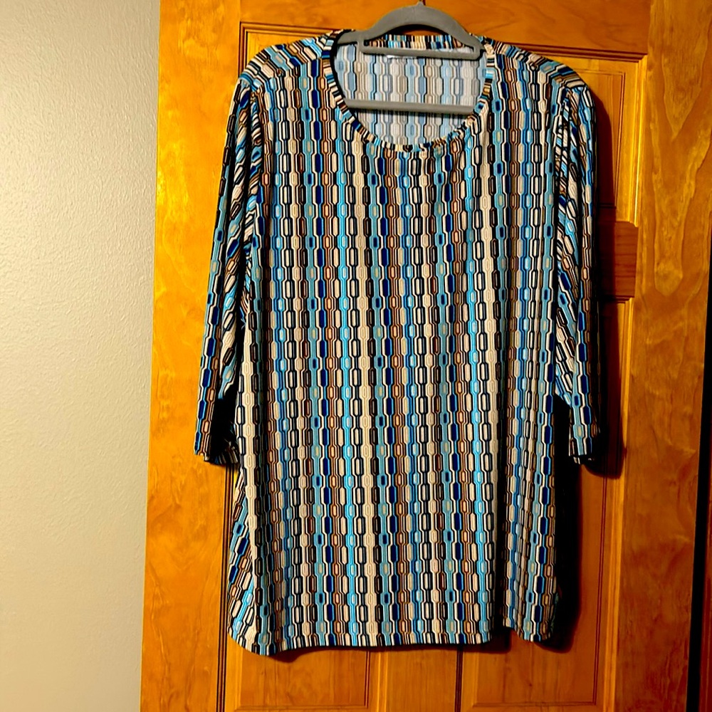 Allison Daley 3X Top With 3/4 Lengths Sleeves and Modest Neckline.